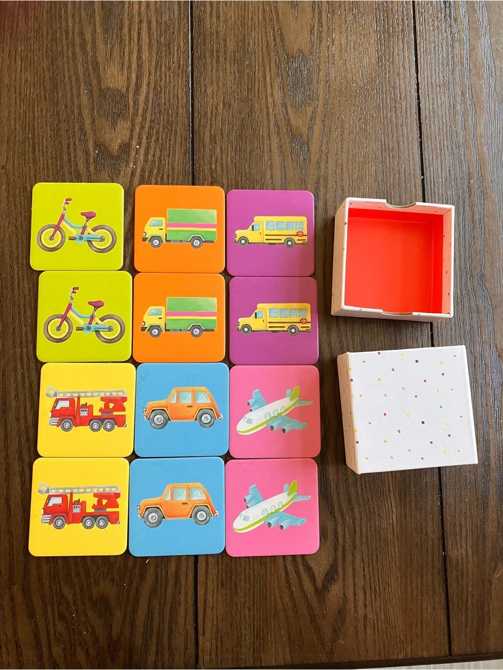 Vehicle Memory Matching Game for Kids - Colorful Tiles